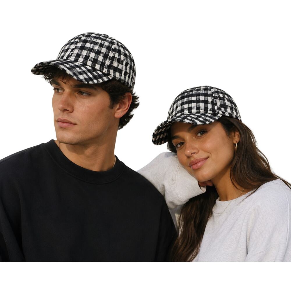 Buffalo Check Baseball Cap – Black & White – OSFM Unisex